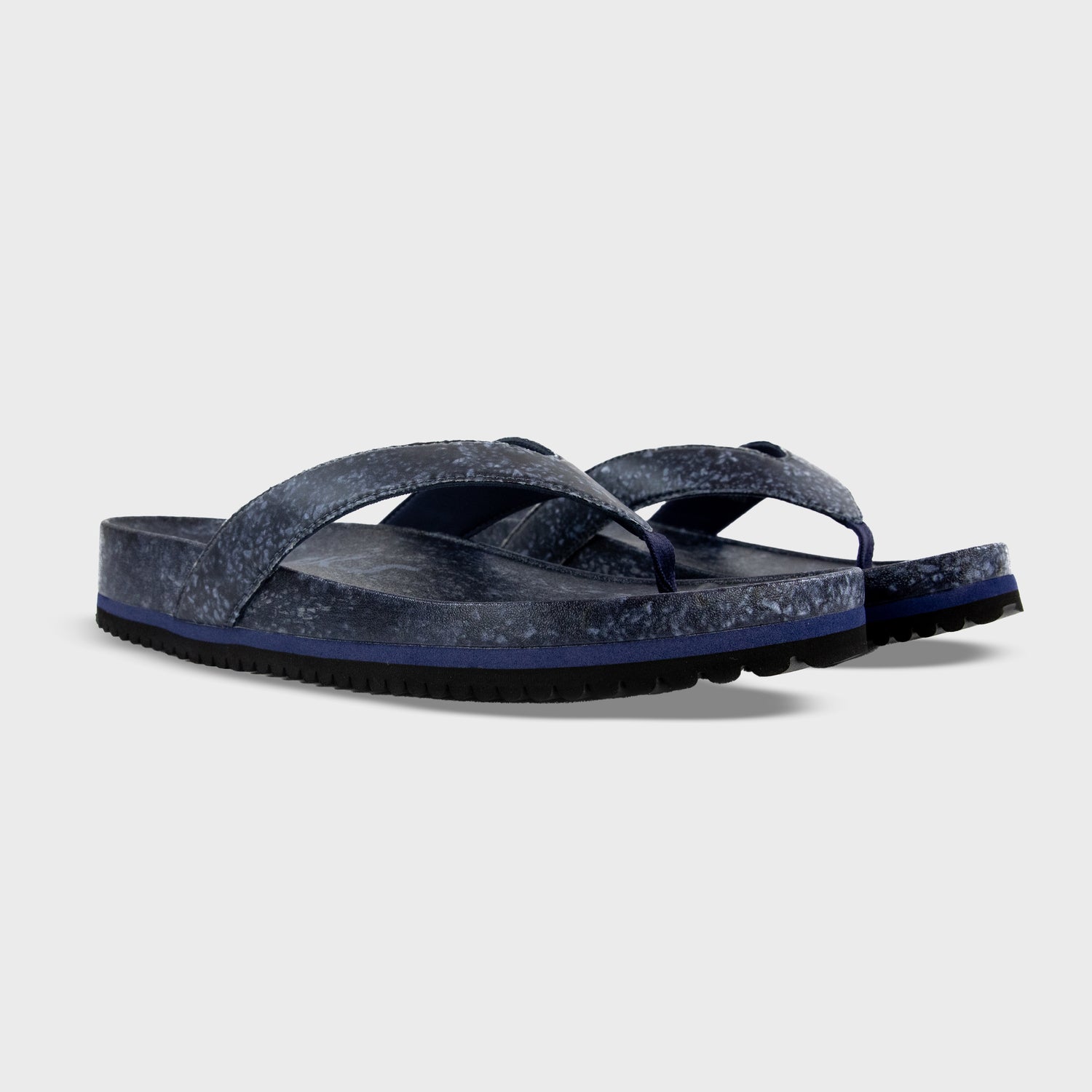 Men\'s Blue Flat Thongs Solid Comfort Split Toe Rubber Flip Flop Slipper Shoes Men main image 2